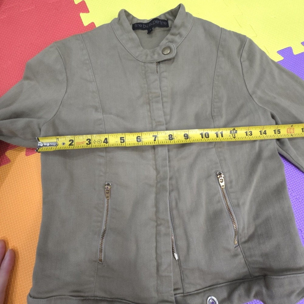 Fine by Superfine Women's Military Moto Jacket Olive‎ Green Small Fits like XS